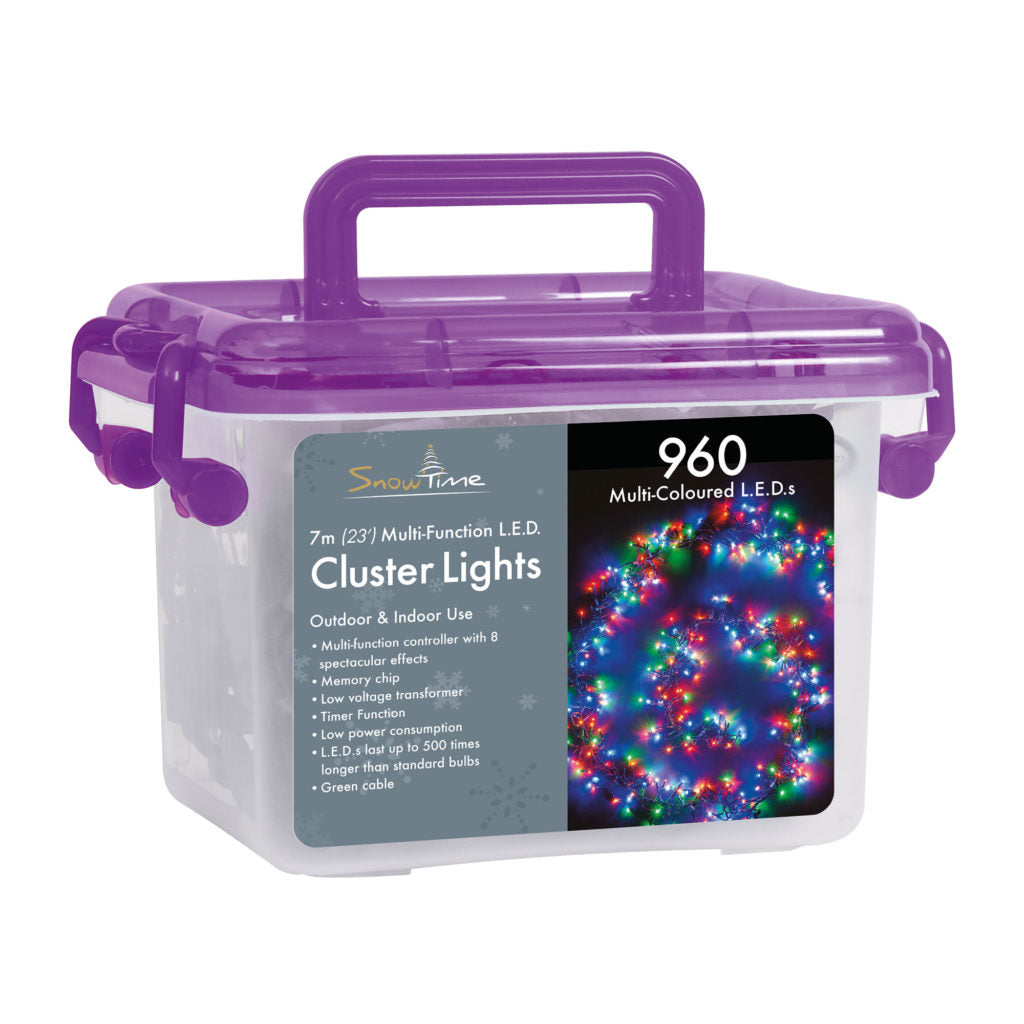 960 Multi-Coloured LED Cluster Lights with Timer