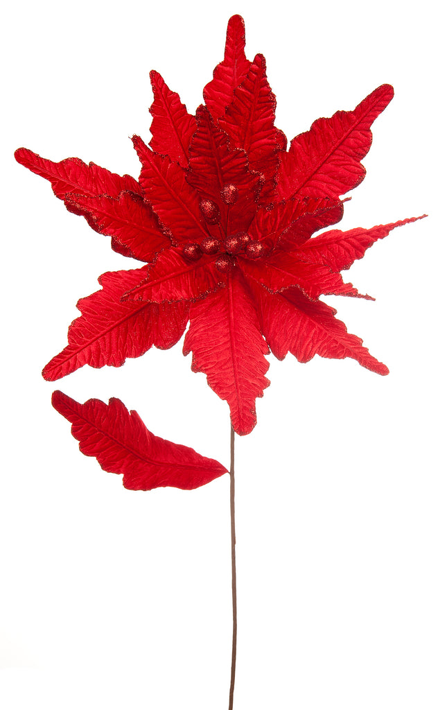 68cm red velvet poinsettia stem