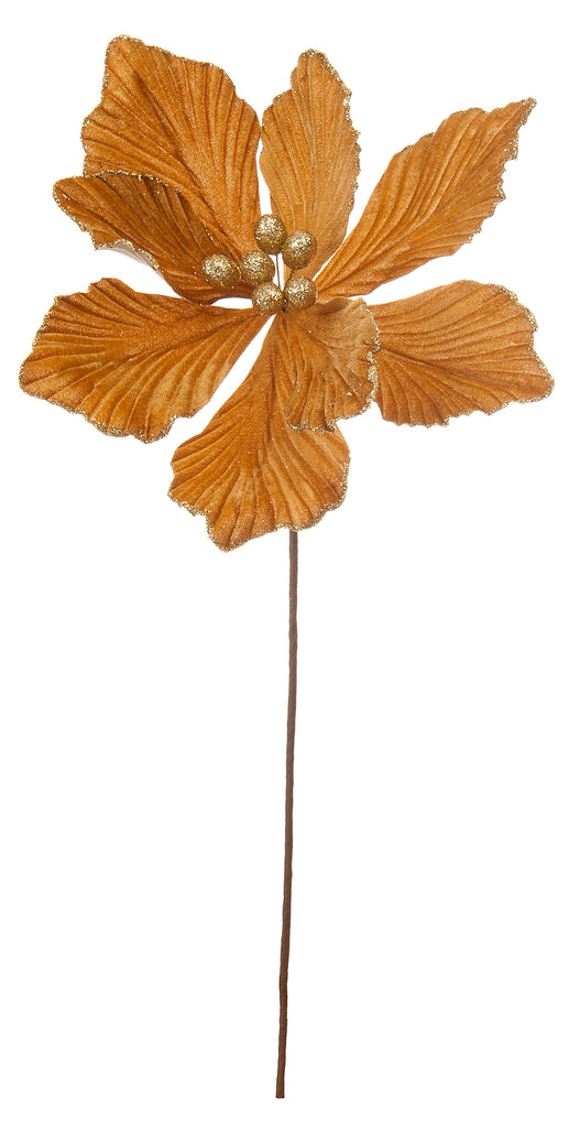 40cm gold velvet magnolia stem