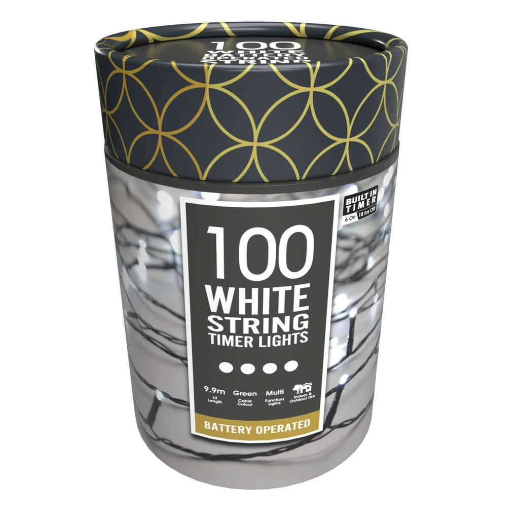 100 bo timer string lights - white