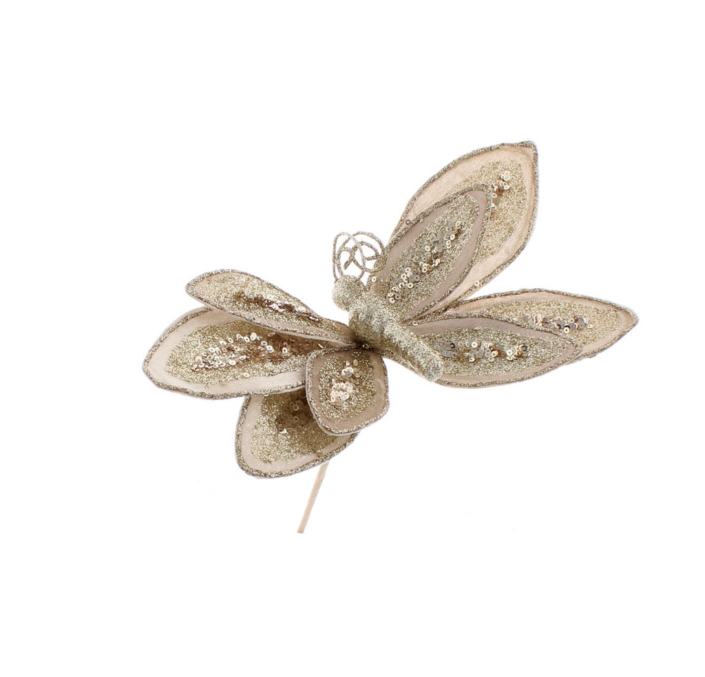 26cm champagne gold glitter butterfly
