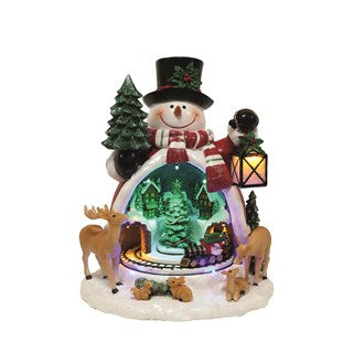 LED Musical Snowman with Moving Train 28cm